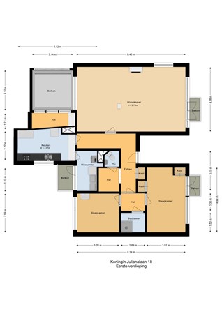 Floorplan - Koningin Julianalaan 18, 2224 EW Katwijk